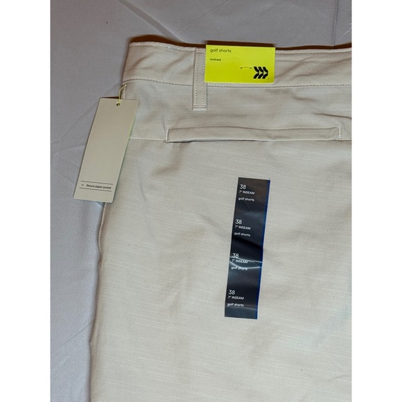 All in‎ Motion Mens Golf Shorts Beige Flat Front Performance Stretch Size 38 - Picture 3 of 4